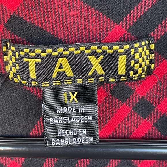 Taxi Mixed Fabric Red Plaid Full Zip Chambray Hoodie Plus Size 1X - Picture 3 of 4